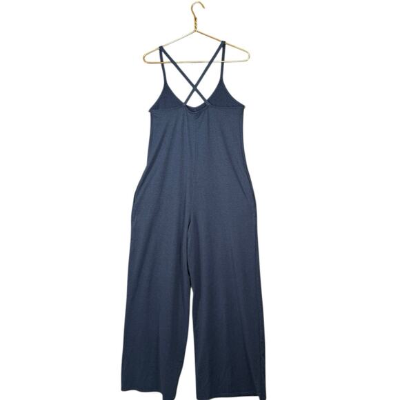 Fabletics Cloud Jersey Wide Leg Romper | Navy Blue Lounge Jumpsuit | Medium - Picture 6 of 10